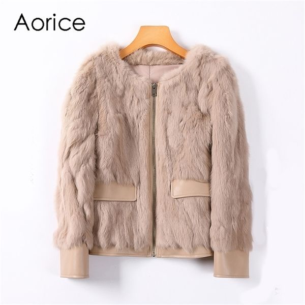 Womens Fur Faux Aorice Real Rabbit Coat Jacket Ins Winter Lady Female Rex Cappotti Parka Giacche Z20029 220927