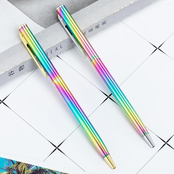 Parça lytwtw'nin yaratıcı çok renkli tükenmez kalem iş metal ofis döndürme kalemleri okul kırtasiye malzemeleri