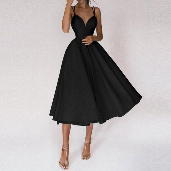 Vestidos casuais femininos com decote em V profundo sem mangas, elegantes, formal, longo, maxi, vestido de baile, bandagem, vestido sem preto, vermelho, preto