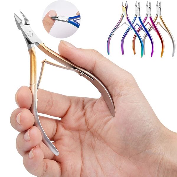 1PC Nagel Häutchen Nipper Schere Edelstahl Maniküre Gold Splitter Ranibow Abgestorbene Haut Scissor Nipper Cutter Pediküre Nägel Werkzeug