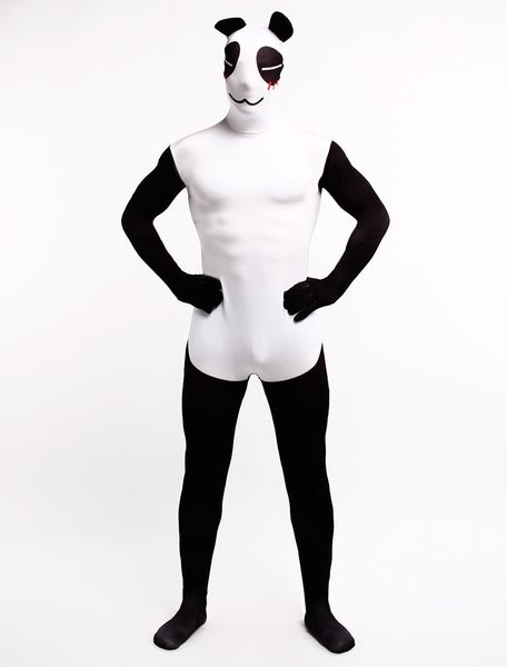 Черно -белый милый панда косплей костюм костюм Lycar Spandex