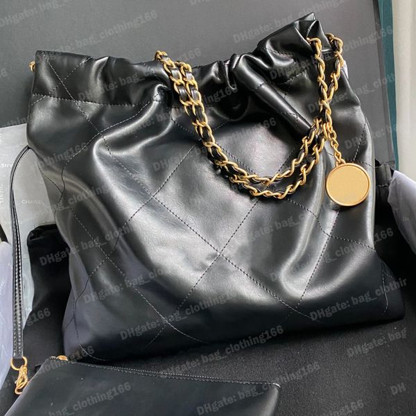 Umhängetaschen 22 Designer-Handtaschen aus echtem Leder in Pink Geldbörsen Designer Große Kapazität Diamond Quilted Golden Metal Chain Totes Handtaschen CC Bag Black