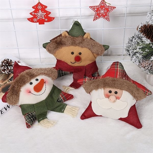 Weihnachten Spielzeug liefert niedlichen Stern gefüllt Wurfkissen Cartoon Santa Rentier Schneemann Muster Sofa Rückenkissen umarmt Home Decor 220924