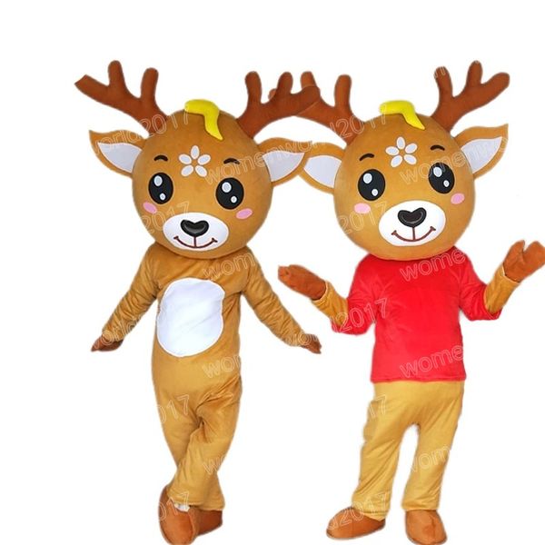 Costume da mascotte di cervo carino di Halloween Simulazione di personaggi dei cartoni animati Abiti da adulto Vestito da carnevale di Natale per uomini e donne