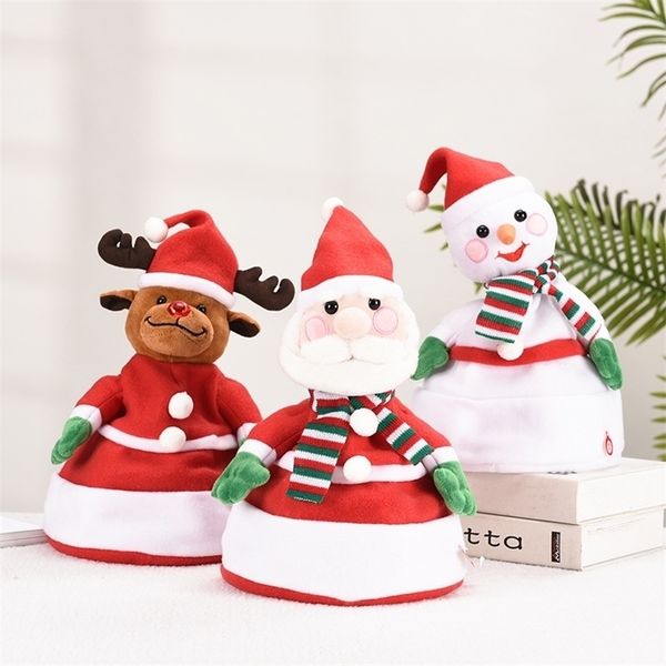 Christmas Toy Supplies Doll Hat Hat Plush Toys Dan￧a Sing Shine Santa Presentes de Natal Animais de pel￺cia para crian￧as 220924