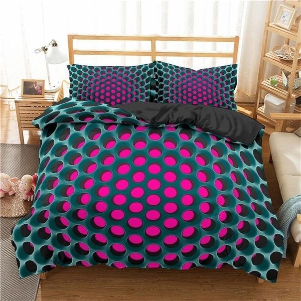 Set di biancheria da letto Set copripiumino a nido d'ape Geometria rosa Set di biancheria da letto stampato in 3D Poliestere Cool Style Copripiumino doppio Queen King per ragazzi Adulto 220924