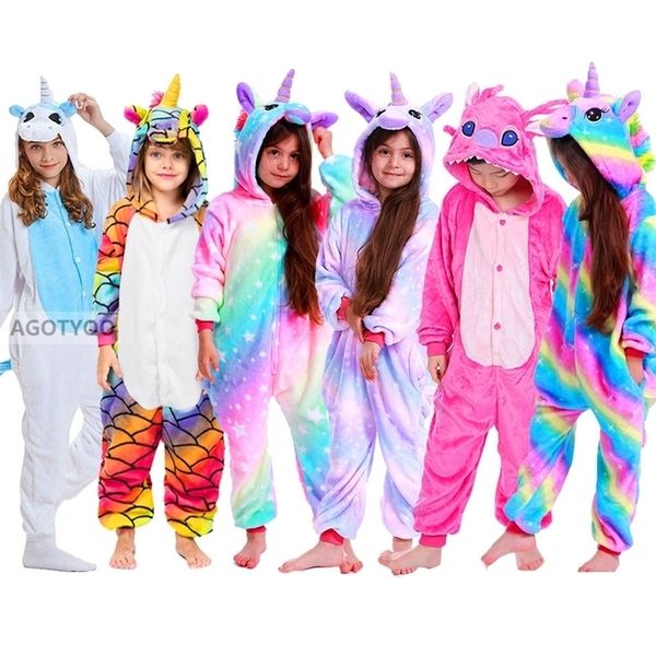 Pyjamas Kinder Onesie Kinder Einhorn Panda Pyjamas Tier Cartoon Decke Schläfer Baby Kostüm Winter Jungen Mädchen Licorne Jumspuit 220927