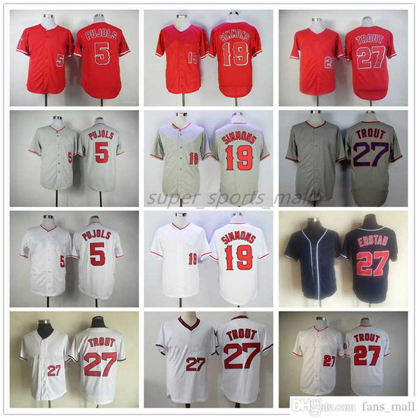 1938 Throwback Baseball Jersey Vintage 5 Albert Pujols 19 Andrelton Simmons 27 Erstad Throwback 29 Rod Carew 30 Nolan Ryan Trikots 1973 Retro