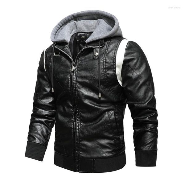 Мужские куртки мужская кожаная зимняя осенняя мотоциклетная пиджак повседневная толстовка с длинным рукавом с длинным рукавом #40