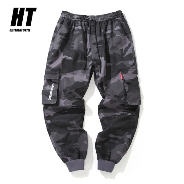 Calças masculinas Hip Hop Cargo Pant Moda Moda Joggers Casual Streetwear Ribbons Militares Militares HAREM LIMENTO GRANDE 220924