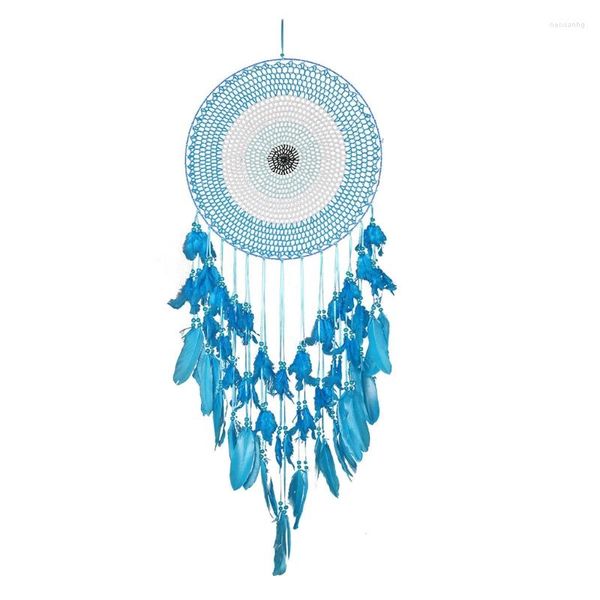 Figurine decorative Cerchio concentrico Macrame Appeso a parete Piuma Acchiappasogni Decorazione Boho fatta a mano per la camera dei bambini Festa di nozze