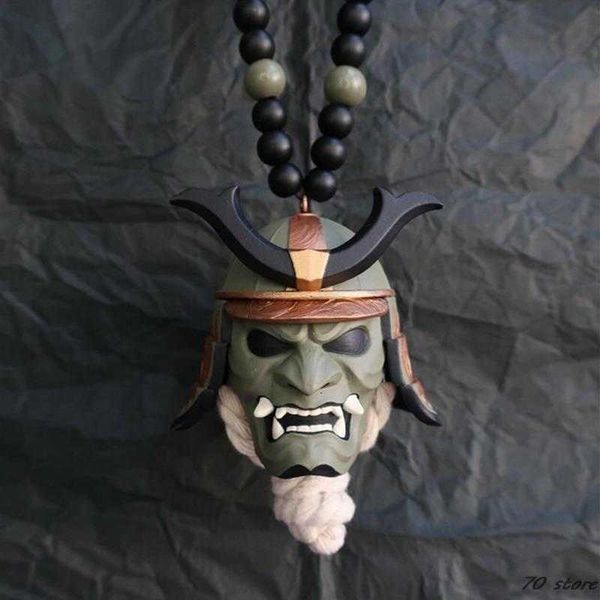 New Japanese Oni Samurai Helmet Car Hanging Pendant Samurai Kabuto Maschere Car Rear View Mirror Pendant Decorazioni per auto di Halloween