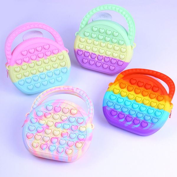 Pop Antistress Toys Silicone Push Bubble Bag Color Crossbody Bags Reliver Autism Bolsa Bolsa Bolsa Bolsa para Crian￧as 1102