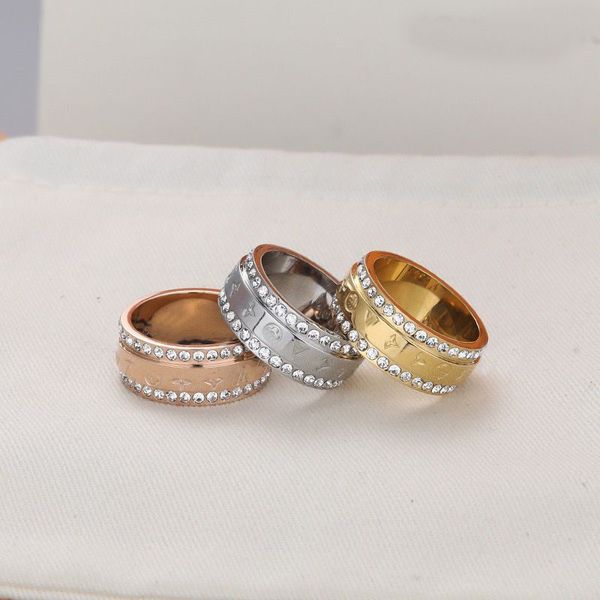 Anillo de diseñador de lujo Marca de moda unisex para hombres Mujeres Anillos de amor de diamantes Regalos de joyería Accesorios de moda