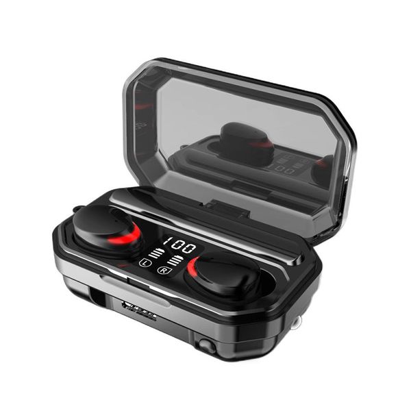 TWS Bluetooth-Kopfhörer für Mobiltelefone, Powerbank, binaurale In-Ear-Gaming-Kopfhörer, kabellose Ohrhörer, 2000 mAh, Ladegerät, Ladebox, LED-Licht, digitale Anzeige