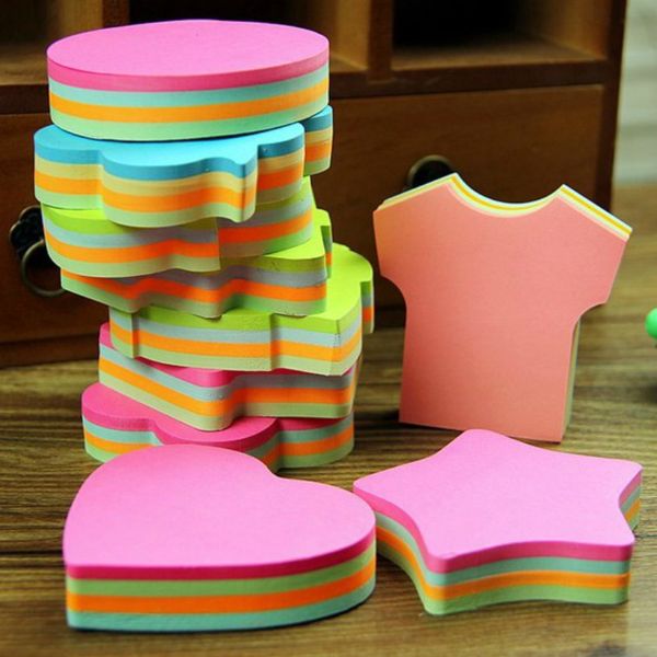 Notas 100 folhas PCs Creative Color Sticky Memo Pad Diário Estacionário Flocos Scrapbook Decorativo Cartoon fofo N vezes 220927