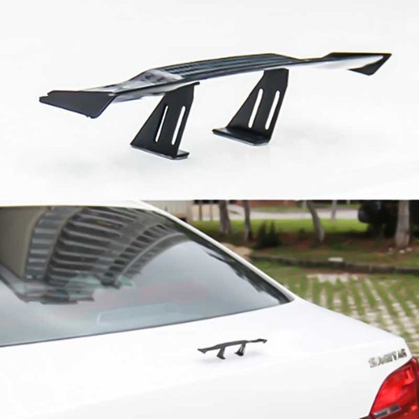 Carro novo modificado de corrida, asa pequena, mini spoiler, defletor de ar, decoração do spoiler, fibra de carbono, aparência de sarja 17 cm