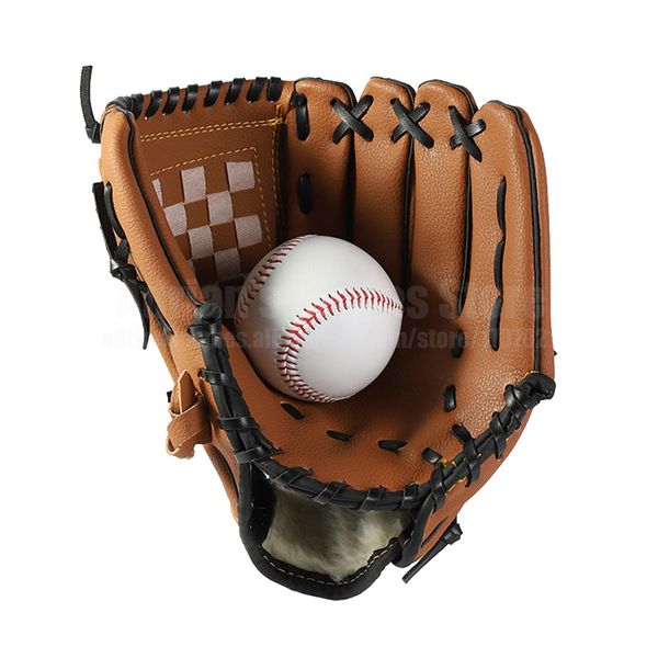 Luvas esportivas Conjunto de beisebol 1 luva de beisebol 1 bola artesanal 3 cores luvas de couro Baseball Mittens para crianças/adultos 220924