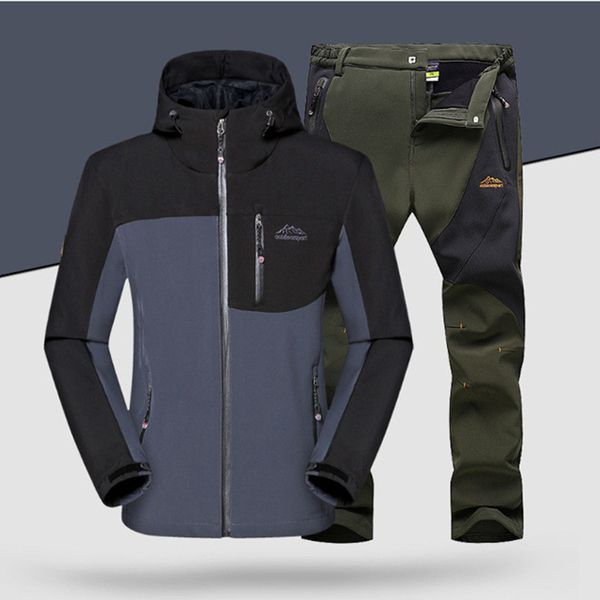 Männers Trailsuits Winter weiche Schale wasserdichte Jacke und Hosen Männlich im Freien im Freien Ski -Wanderanzug Sporthosen 220926 220926