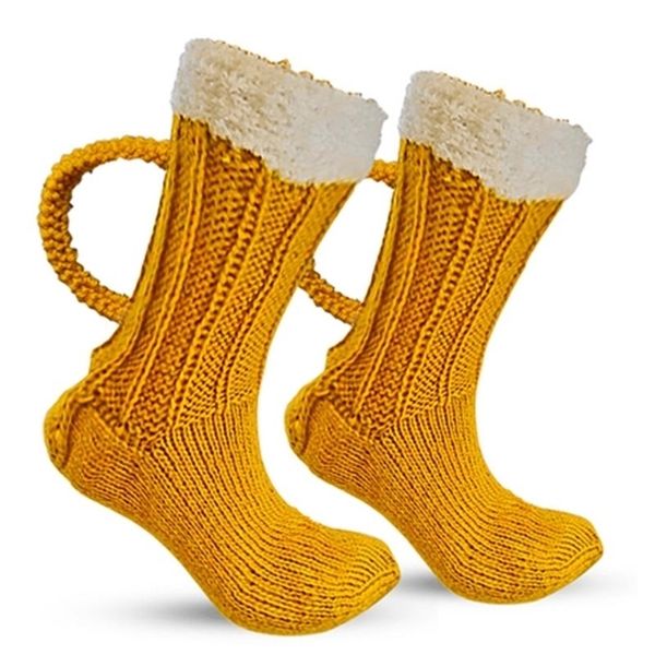Рождественские украшения рождественские 3D пивные носки для кружки подарочные чулки с чашкой голубой носок на полу желтый милый унисекс новинка зима теплые мужчины. Женщины 220927
