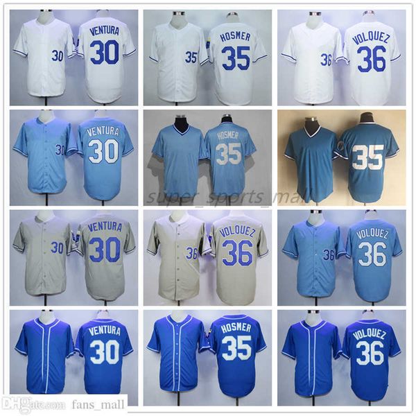 Uomo Donna Gioventù Mitchell e Ness Maglia da baseball Vintage 30 Yordano Ventura 35 Eric Hosmer 36 Cam Gallagher 16 Bo Jackson 6 Lorenzo Cain