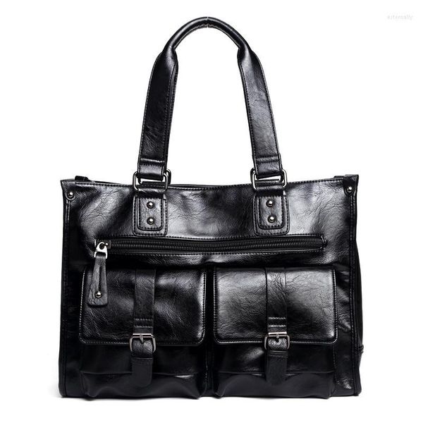 Borteiras Bolsa de Negócios Men para Bolsa Multifuncional Brand Pu Leather Travel Tote Macho de grande capacidade Sacos de laptop