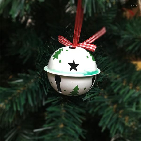 Party Supplies Weihnachten Jingle Bell 6 Stück grün weiß Metall Baum Ornament für Zuhause 65 60 mm große Dekorationen