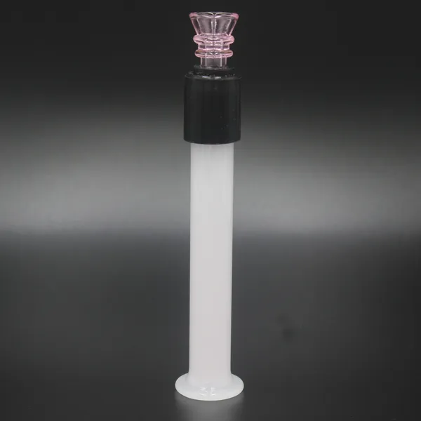 Pipa per fumatori Bocchino svasato smussato in vetro Mini pipa a mano di colore bianco e rosa simile a Streamroll One Hitter