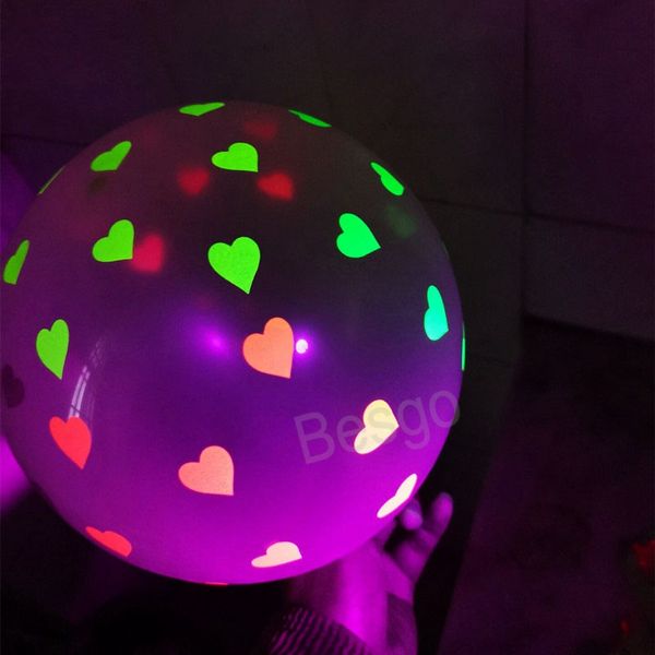 Decorazione per feste Dot Balloon Star Love Heart UV Glow Balloon Fluorescenza da 12 pollici Palloncini per buon compleanno Decorazioni per matrimoni natalizi BH7676 TYJ