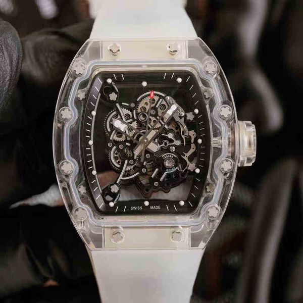 Richard's Mille Relógios Rakish Mecânico Cool Wrist Tv Factory Rm055 Multi-função Tendência Masculina Negócios Full Hollow Transparente Barril de Vinho Novo Estilo de Luxo