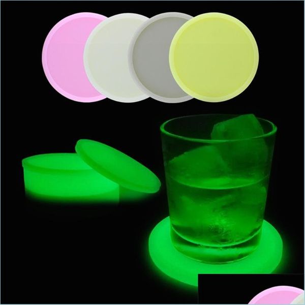 Matten Pads Sile Luminous Getränk Untersetzer Pad Insated Runde Tasse Rutschfeste Weiche Tischplatte Schutz Tisch Esszimmer Dekor Drop Lieferung 2021 Dh9Vx