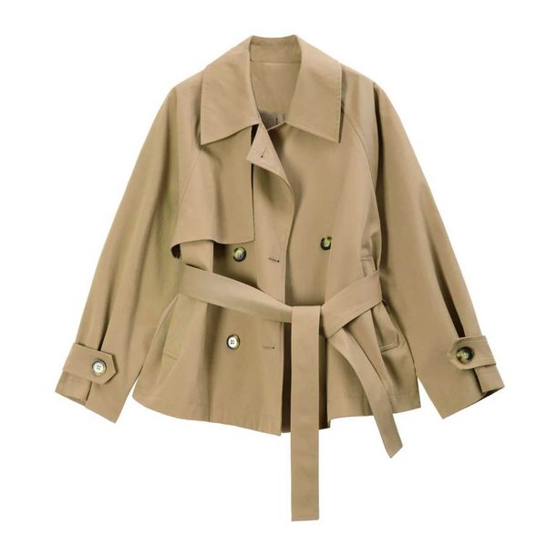 Trench Coats 2022 Spring Slim Trench Coats Женщины короткие повседневные вершины женский хаки в стиле колледжа в стиле wem