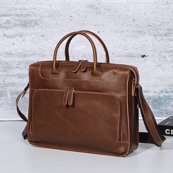 Aktentaschen Leder Männer Messenger Tasche Business Umhängetasche Laptop Tablet Aktentasche Wasserdichte Satchel Schulter Taschen Sacoche Homme Bolsos