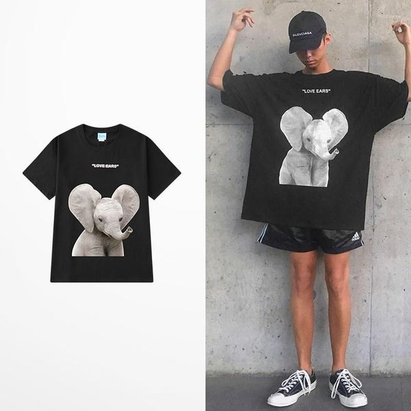 Camisetas masculinas de desenho animado de elefante elefante tshirts harajuku streetwear casual tops tees hip hop skateboard amantes de verão manga curta