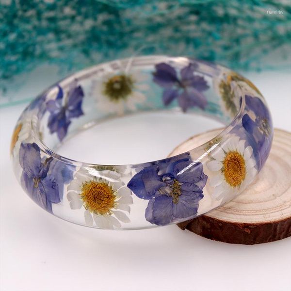 Braccialetto 1 pz fascino braccialetto di fiori secchi in resina epossidica moda classica artificiale naturale reale per gioielli da donna