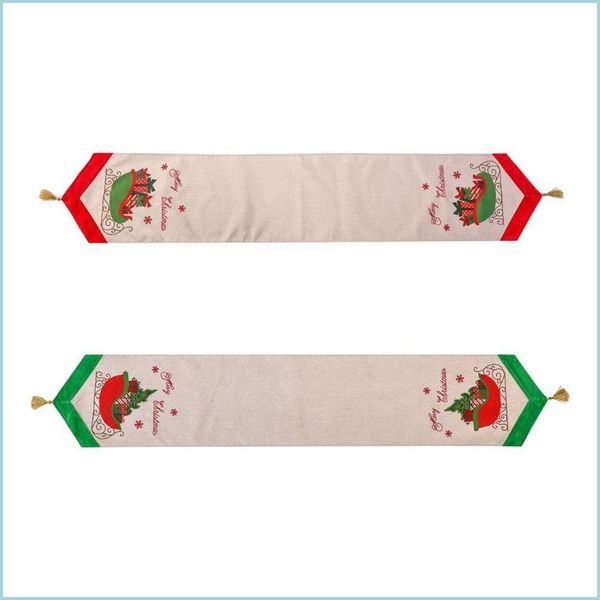 Mats Pads Christmas Table Runner Ricamato Merry Tree Tovaglia Tovaglietta Drop Delivery 2021 Casa Giardino Cucina Sala da pranzo Bar Decor Dh9X0