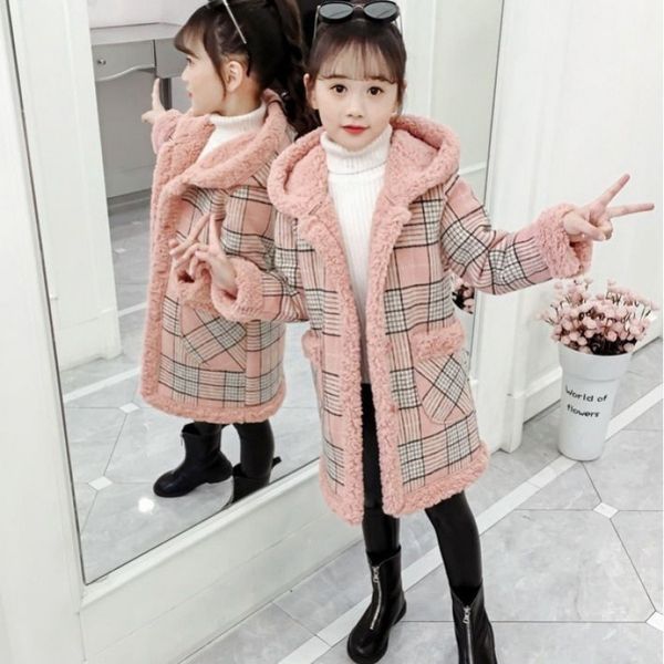 Casaco menina en jacket cotonetwear listra quente espessura mais veludo inverno outono escola presente infantil roupas 220927