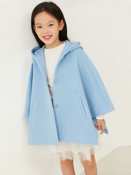 Пальто Amii Kids Girl Winter Higten Backets Fashion Cloak Cloak нерегулярная одежда Детская шерстяная куртка 22270009 220927