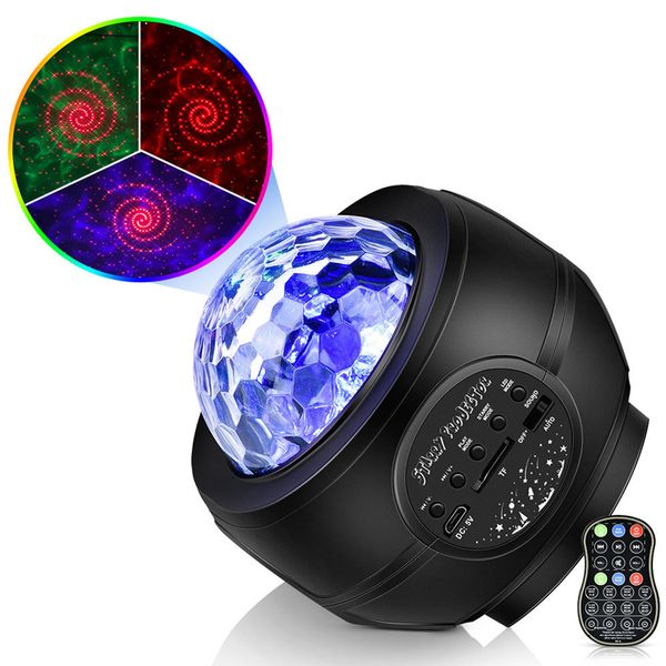 3-in-1-Sternennachtlicht-Projektor, LED-Ozeanwellen-Nebelwolken-Galaxie-Projektor-Lichter mit Fernbedienung, Bluetooth-Lautsprecher für Schlafzimmer-Party