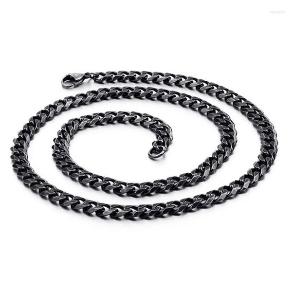 Ketten 5/8mm Vintage Curb Cuban Link Kette Halskette Choker für Männer Punk Hiphop Schwarz Edelstahl Herren Fahrrad Halsketten Schmuck