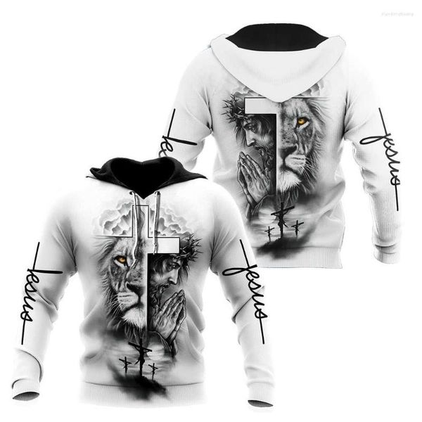 Felpe con cappuccio da uomo Lion God Jesus Tattoo 3D stampato all over Felpa con cappuccio deluxe unisex Felpa da uomo Streetwear Zip Pullover Giacca casual Tuta