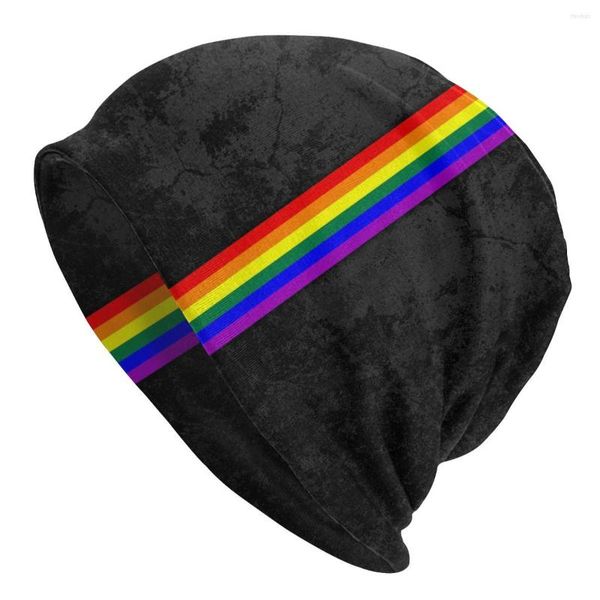 Berets Distressed LGBTQ Pride Flag Stripe Beanie Bonnet Strickmütze Hip Hop Unisex LGBT Gay Lesbian Warm Winter Skullies Beanies Caps