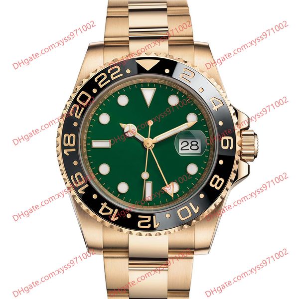 Relógio masculino de alta qualidade Dial verde 40mm 2813 Máquina automática GMT116718-LN-78208 Relógio de aço inoxidável de ouro com gama de safira de cerâmica Sapphire 116718 Wristwatch