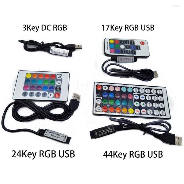Controller DC 5V USB LED RGB Controller Mini 3 tasti Dimmer 24 tasti 44 tasti Telecomando IR 17 tasti Controllo wireless RF per striscia
