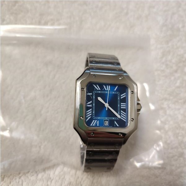 Relógio masculino movimento automático 42mm vidro safira aço inoxidável branco azul preto mostrador completo novo relógio de pulso masculino pode fazer à prova d'água