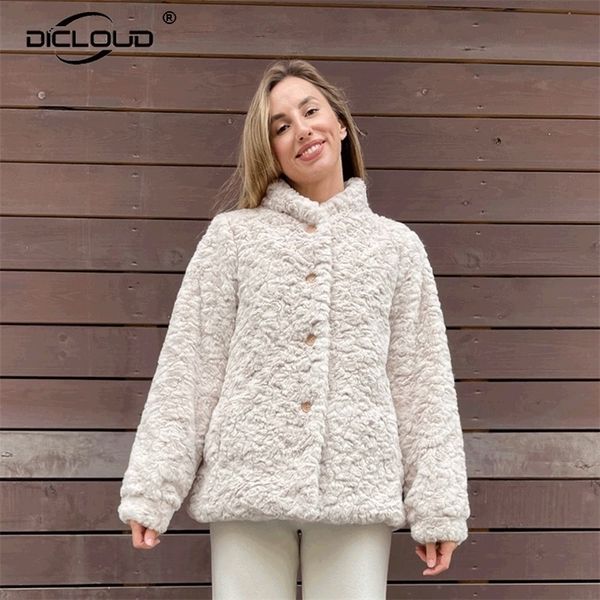 Pelliccia da donna finta dolce rosa cappotto donna inverno vintage colletto alla coreana soffice giacca di coniglio cappotti caldi spessi taglie forti 3XL 220927