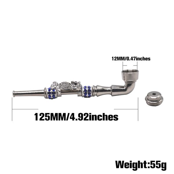 Boru Takılar Dekorasyonlu Metal Kase Tütün Duman Borusu Accessoy 125mm Sap kaseler Filtre ekranı çıkarılabilir el kaşığı ile Tütünler Temiz