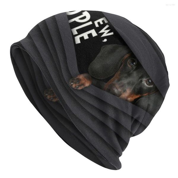 Beralar Komik Dachshund Bonnet Femme Hippi Örgü Kafa Beanies Cap Cap Kadın Erkekler Sıcak Kış Wiener Badger Köpek Sarkık Beanie Şapkalar