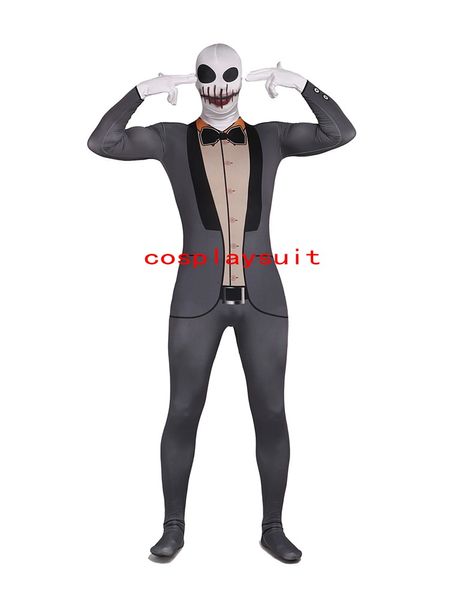 Cinzento cinza Crânio de Halloween Cosplay Catsuit Catsume