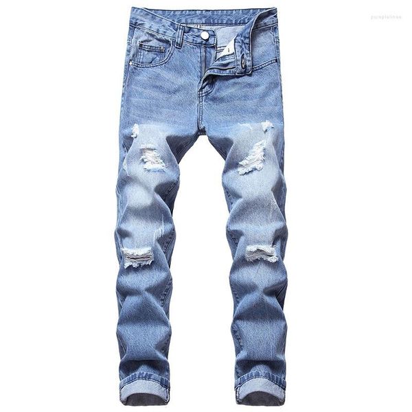 Herrenjeans Herrenmode Zerrissene Männer Patchwork Hohldruckhose Denim Loch Große Größe 28-42 Lange Hosen ClassicMen's